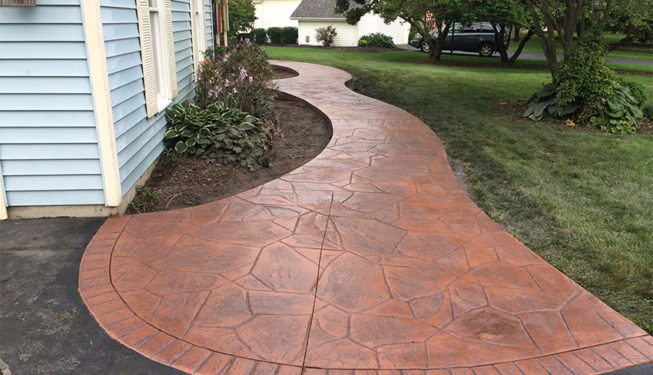 Pattern: Large Random Flagstone - Colors: Brick Oven With Dark Gray