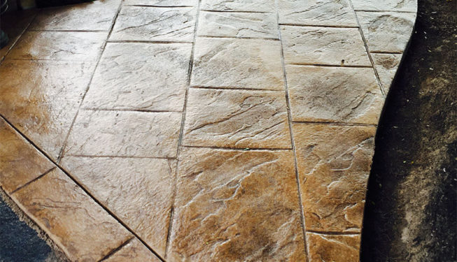 Pattern: Old English Sidewalk Slate - Colors: Sand Dune with Desert Tan